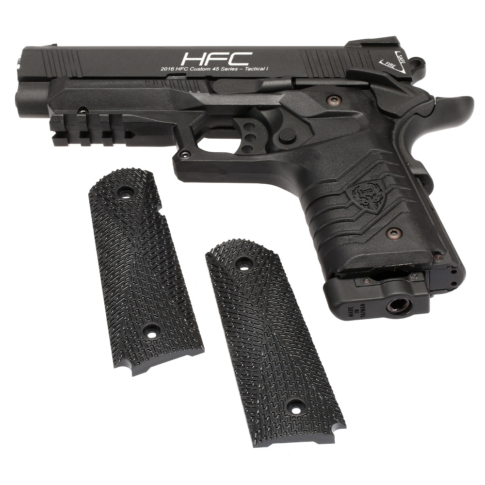HFC M1911S Custom 45 GripTac Airsoftpistole Vollmetall CO2BB 6mm BB schwarz inkl. Pistolenkoffer Bild 9