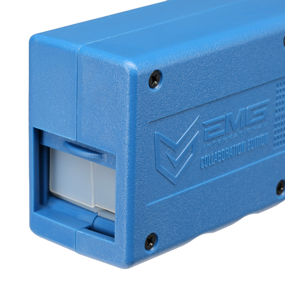 EMG / Odin Innovations M12 Sidewinder Speedloader mit Sound Buffer f. M4 AEG / S-AEG Magazin blau Bild 5