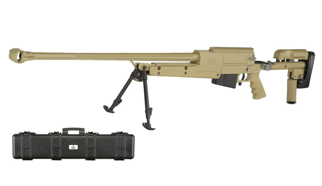 Cybergun / S&T PGM Mini-Hecate .338 Vollmetall Gas Bolt Action Snipergewehr 6mm BB Tan