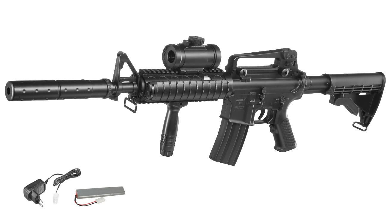 airmaX M4 Sport Series Komplettset Airsoft AEG 6mm BB schwarz