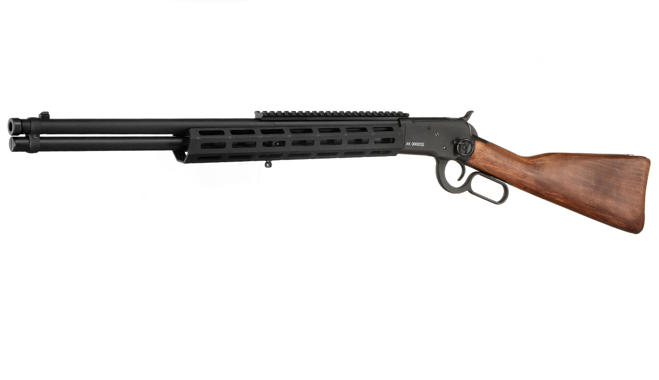 A&K M1892R LOCK Unterhebelrepetiergewehr Gas-Bolt-Action 6mm BB schwarz - Echtholz Version