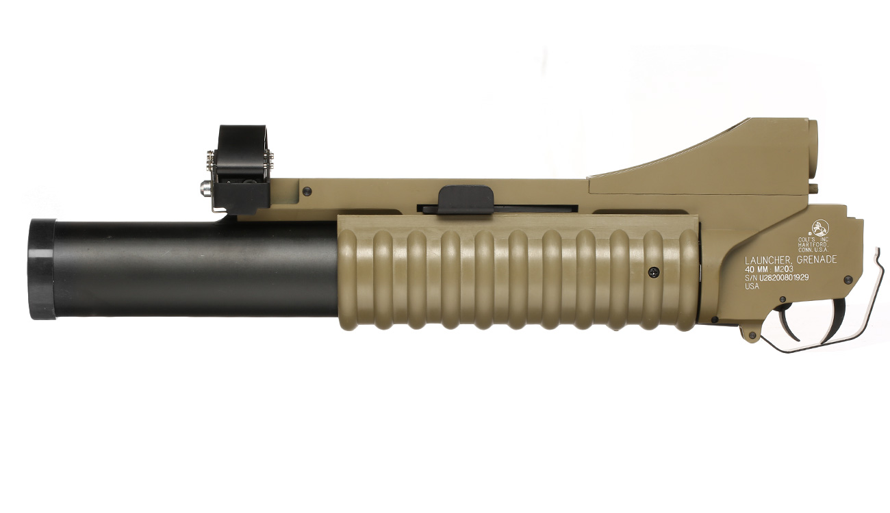 Cybergun Colt M203 40mm Granatwerfer Vollmetall-Version (3in1) Dark Earth - Long Version Bild 1
