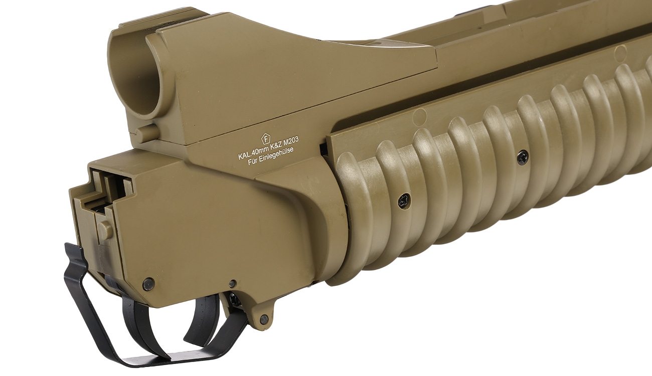 Cybergun Colt M203 40mm Granatwerfer Vollmetall-Version (3in1) Dark Earth - Long Version Bild 6