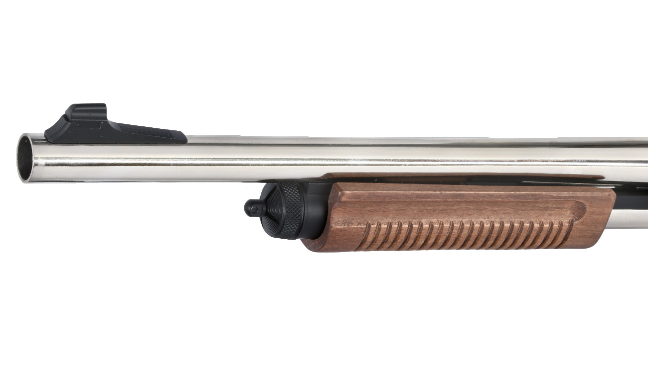 Golden Eagle M8870 Vollmetall Pump Action Gas Shotgun 6mm BB Chrome-Finish Echtholz-Version Bild 6