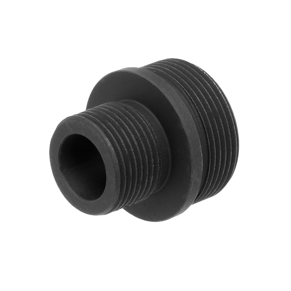 APS Barrel Extension / Silencer Adapter 14mm- schwarz f. APS / EMG Barrett Fieldcraft Gewehrserie