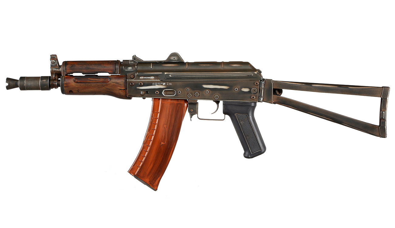 APS AKS-74U Vollmetall Airsoft Echtholz BlowBack S-AEG 6mm BB - Battle Worn Edition Bild 1