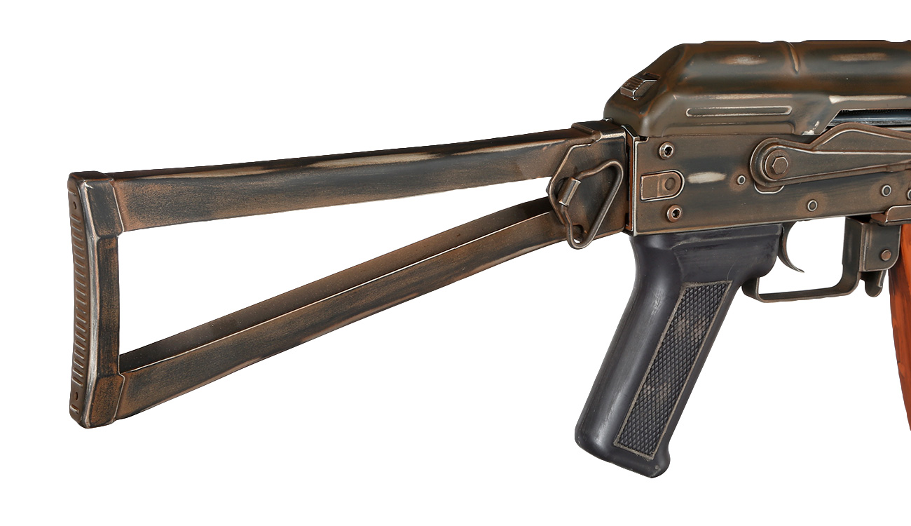 APS AKS-74U Vollmetall Airsoft Echtholz BlowBack S-AEG 6mm BB - Battle Worn Edition Bild 10