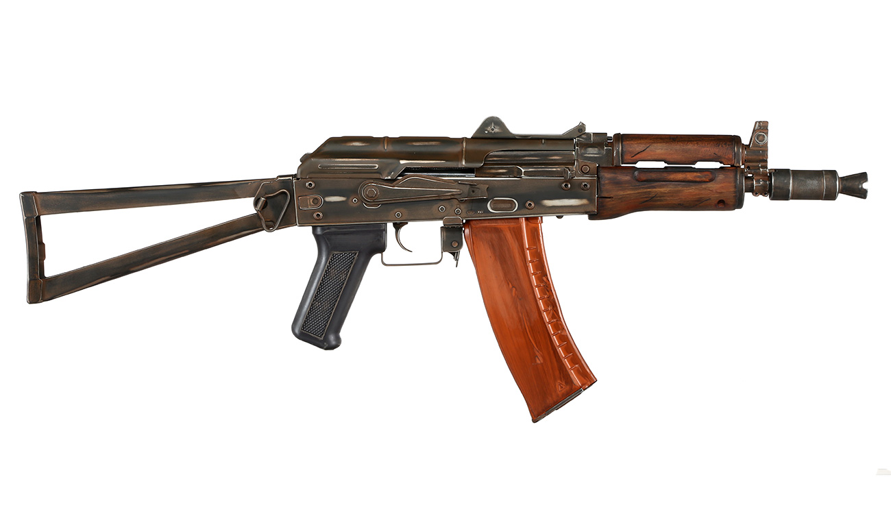 APS AKS-74U Vollmetall Airsoft Echtholz BlowBack S-AEG 6mm BB - Battle Worn Edition Bild 2