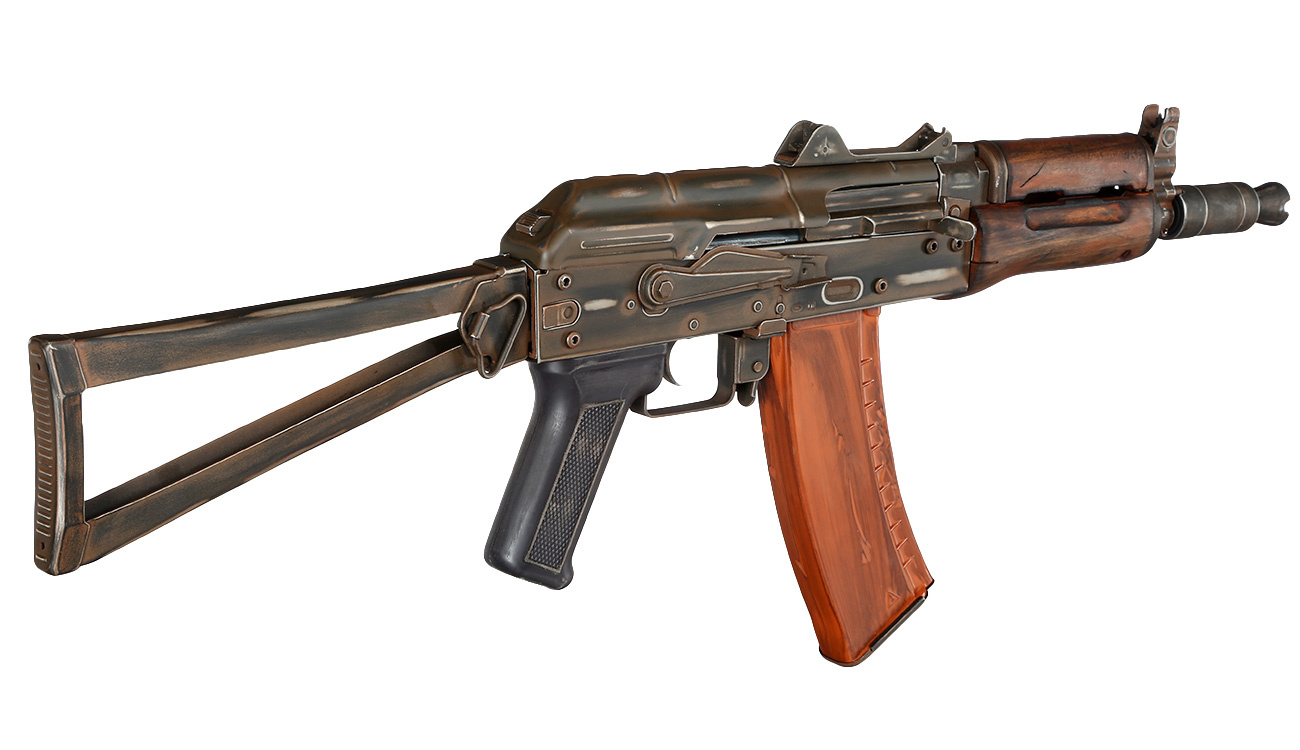 APS AKS-74U Vollmetall Airsoft Echtholz BlowBack S-AEG 6mm BB - Battle Worn Edition Bild 3