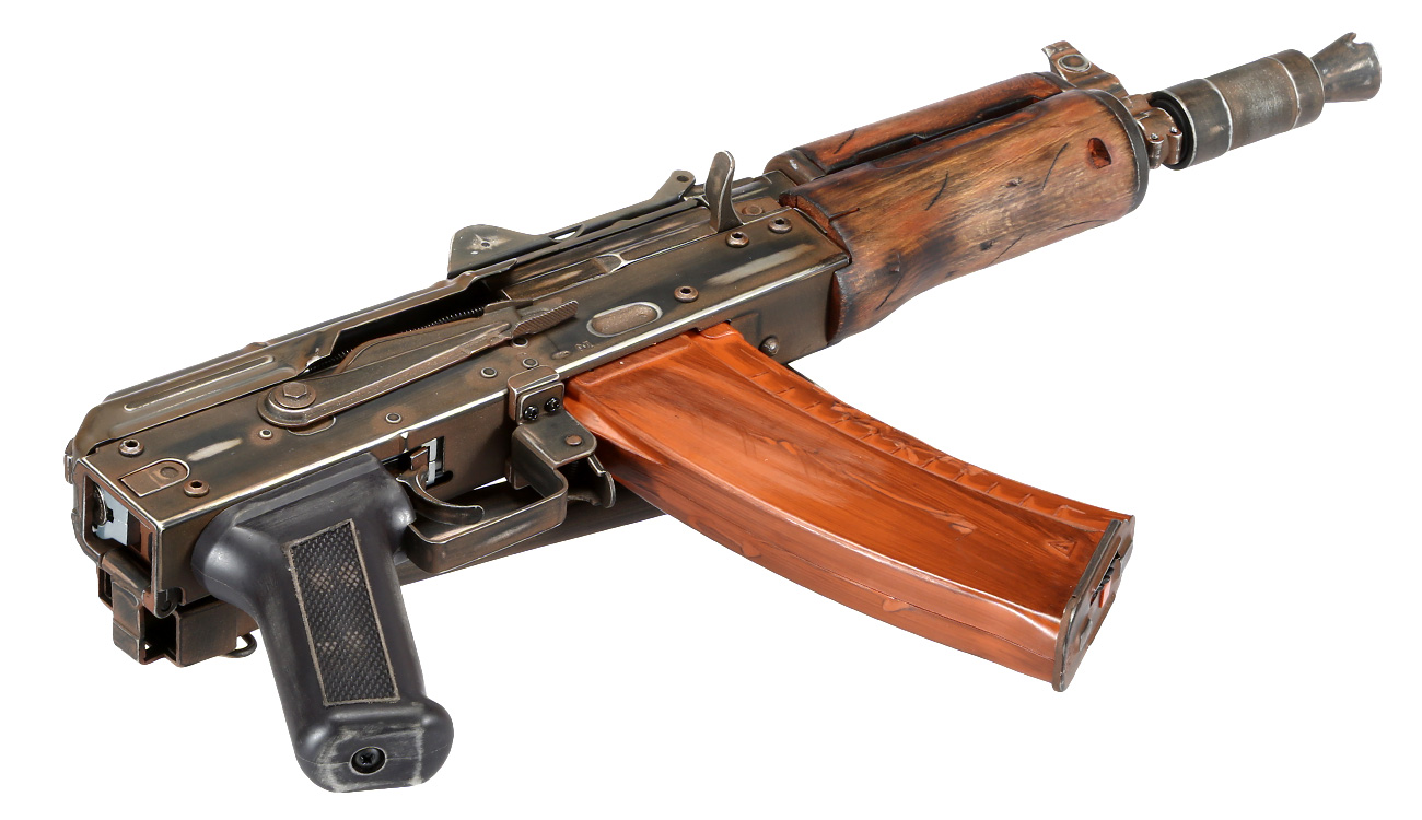 APS AKS-74U Vollmetall Airsoft Echtholz BlowBack S-AEG 6mm BB - Battle Worn Edition Bild 4