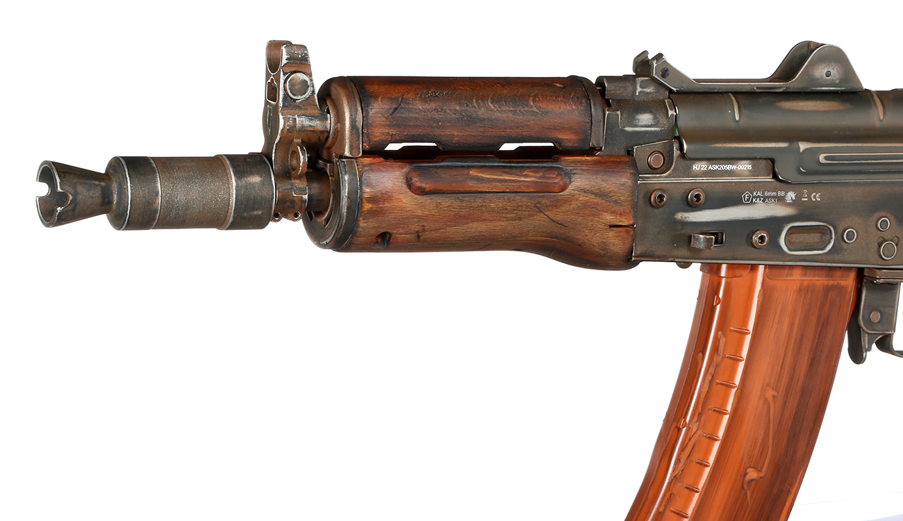 APS AKS-74U Vollmetall Airsoft Echtholz BlowBack S-AEG 6mm BB - Battle Worn Edition Bild 7