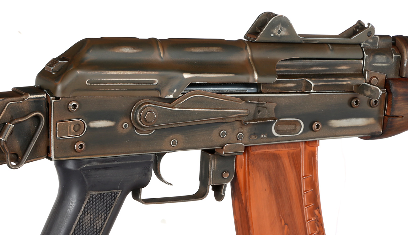 APS AKS-74U Vollmetall Airsoft Echtholz BlowBack S-AEG 6mm BB - Battle Worn Edition Bild 9