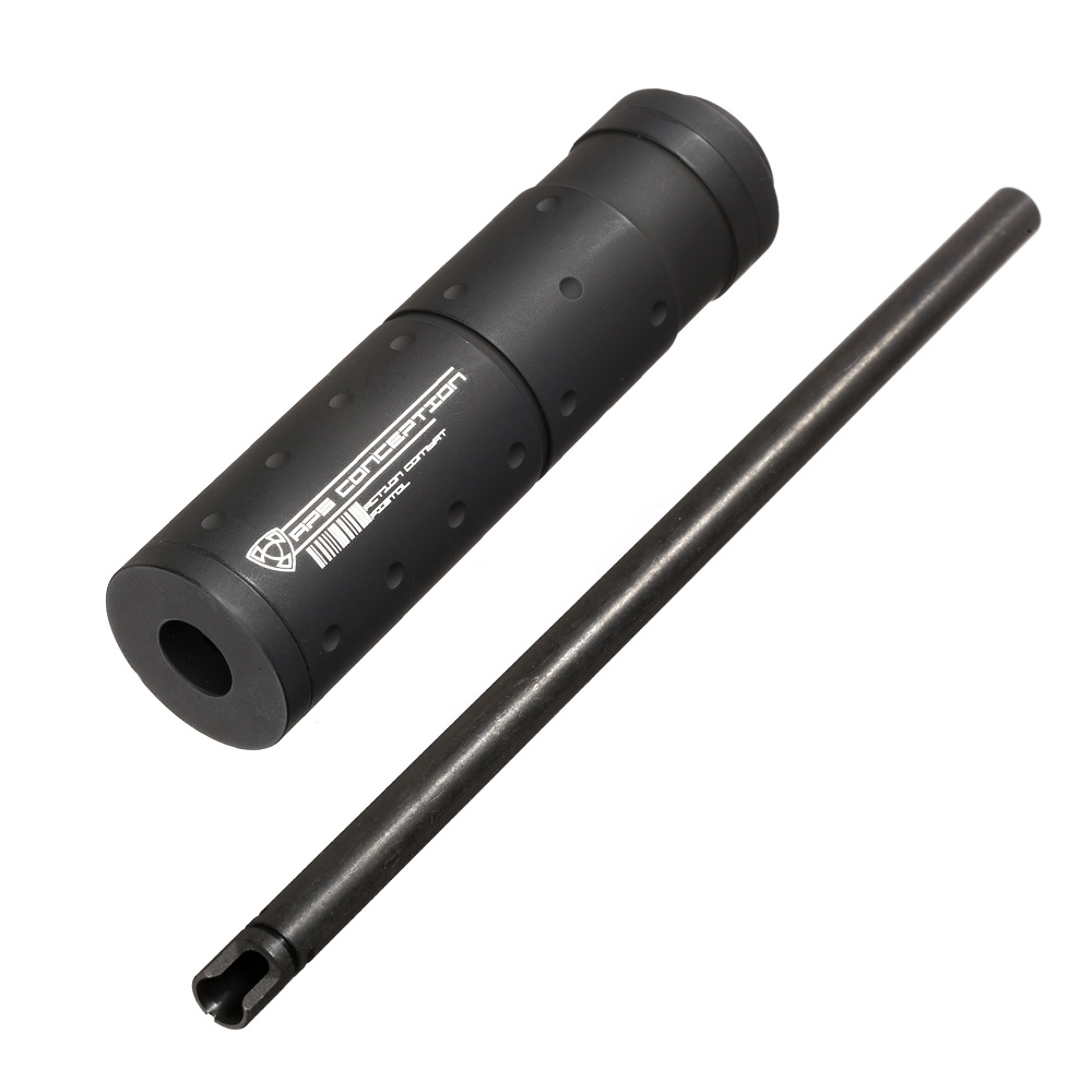 APS Silenced Extension Kit inkl. Silencer und Chromolystahl Innenlauf f. ACP / XTP / TM GBB Hop-Up Systeme