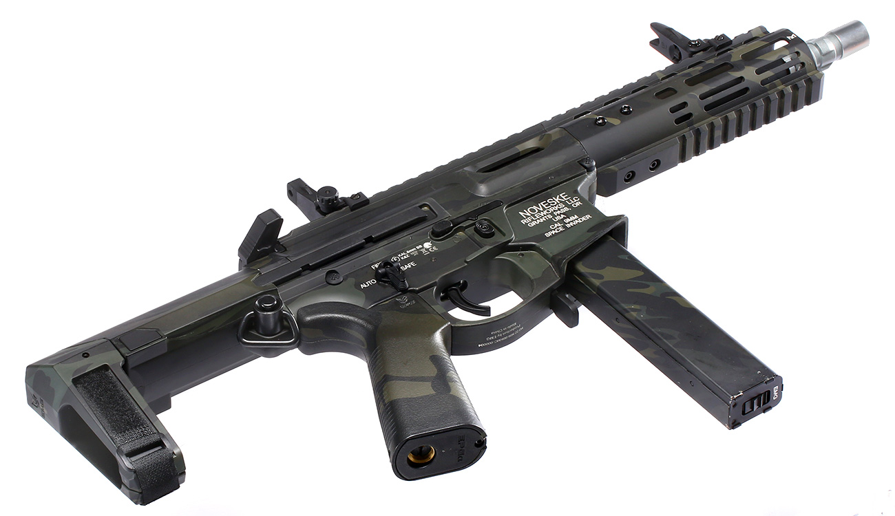 APS / EMG Noveske Space Invader 9mm Gen. 4 eSilver Edge SDU-MosFet 2.0 Vollmetall S-AEG 6mm BB Multicam Black Bild 4