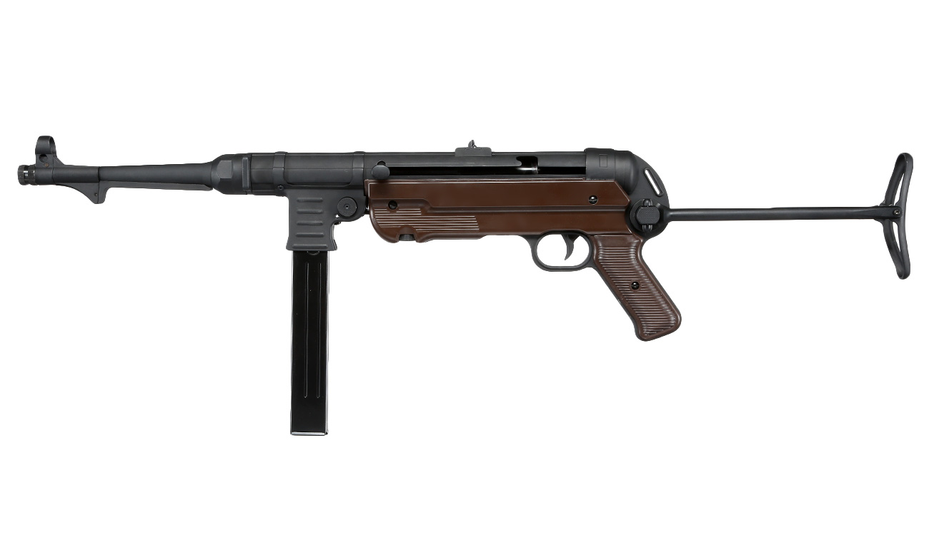 SRC MP40 Maschinenpistole Vollmetall CO2 BlowBack 6mm BB schwarz / braun Bild 1