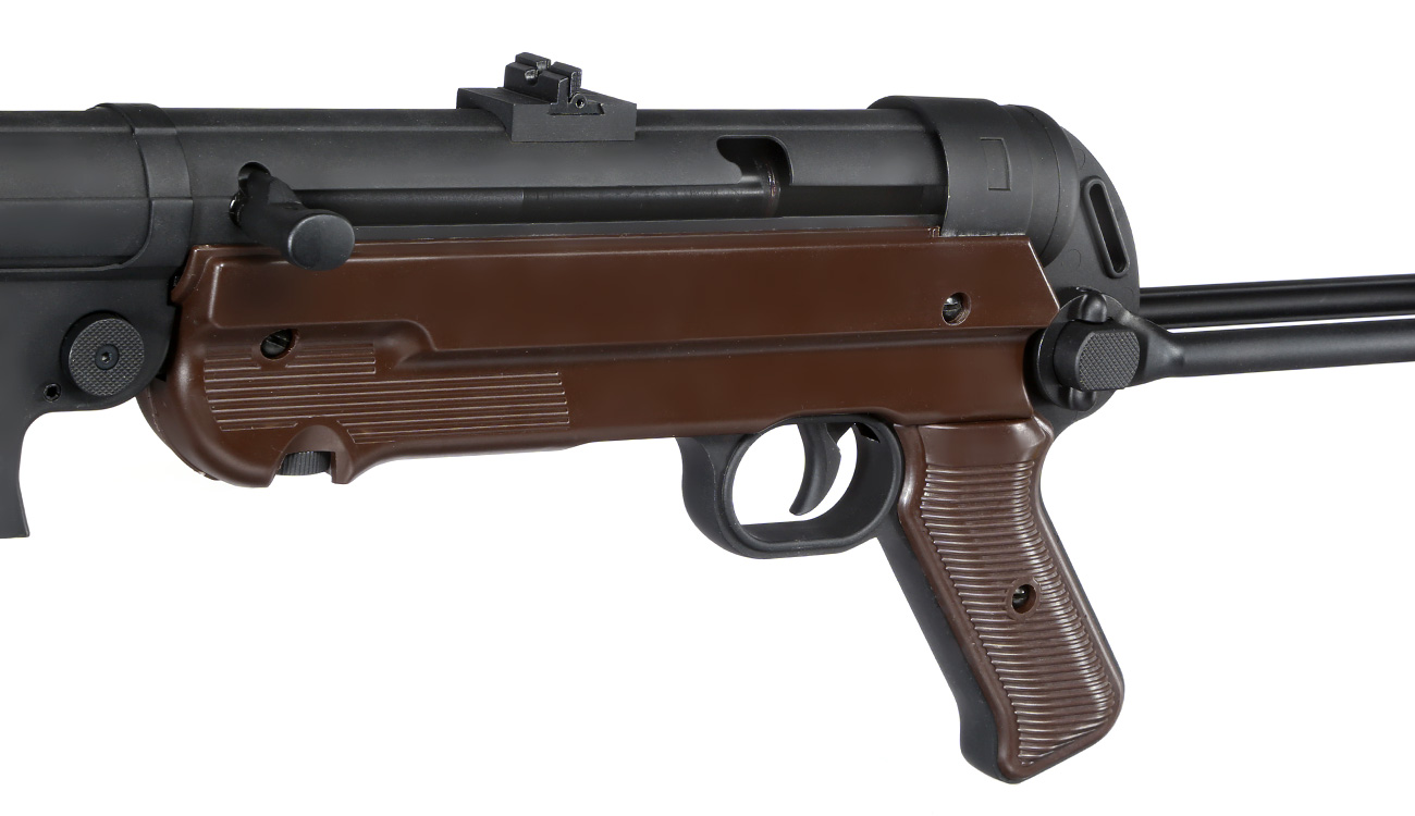 SRC MP40 Maschinenpistole Vollmetall CO2 BlowBack 6mm BB schwarz / braun Bild 1