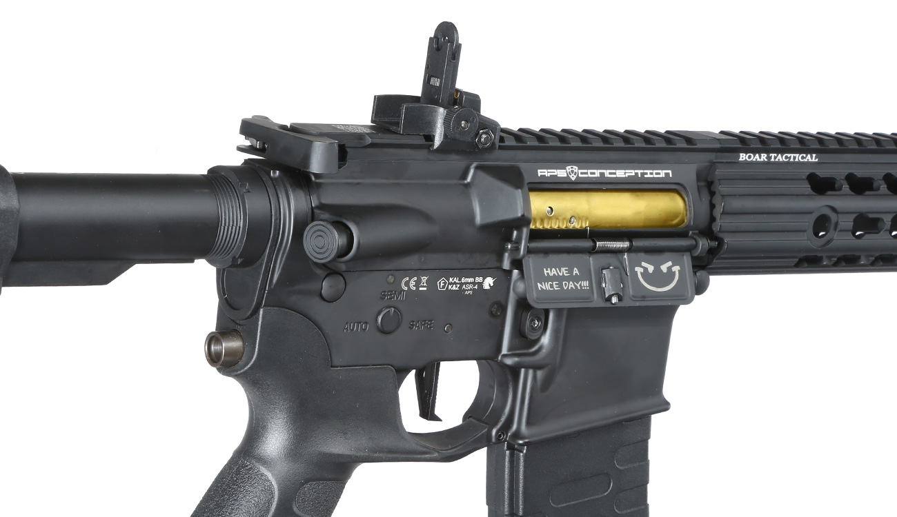 APS M4 12,5 Zoll KeyMod BOAR ASR-Series Vollmetall eSilver Edge SDU-MosFet 2.0 S-AEG 6mm BB schwarz Bild 8