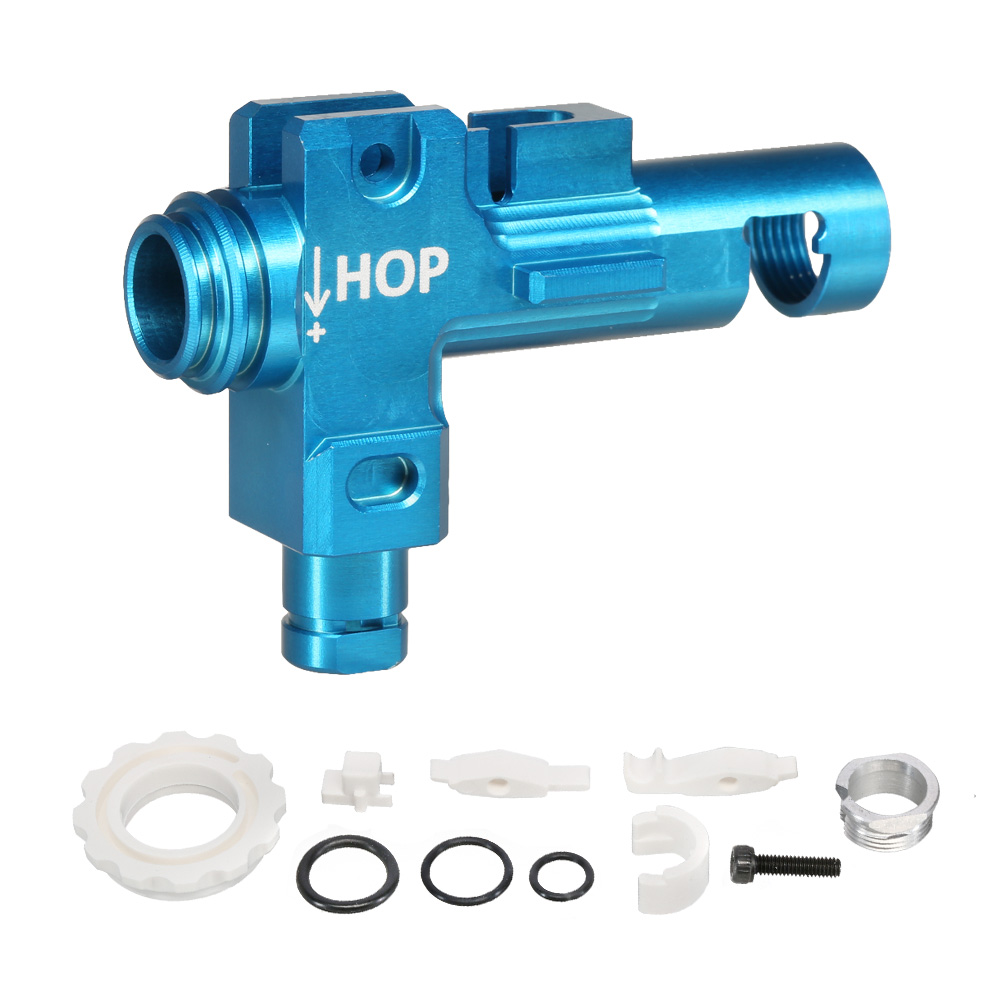 EMG / Retro Arms CNC Aluminium Hop-Up Chamber Drum-Type f. M4 / M16 AEG / S-AEG blau