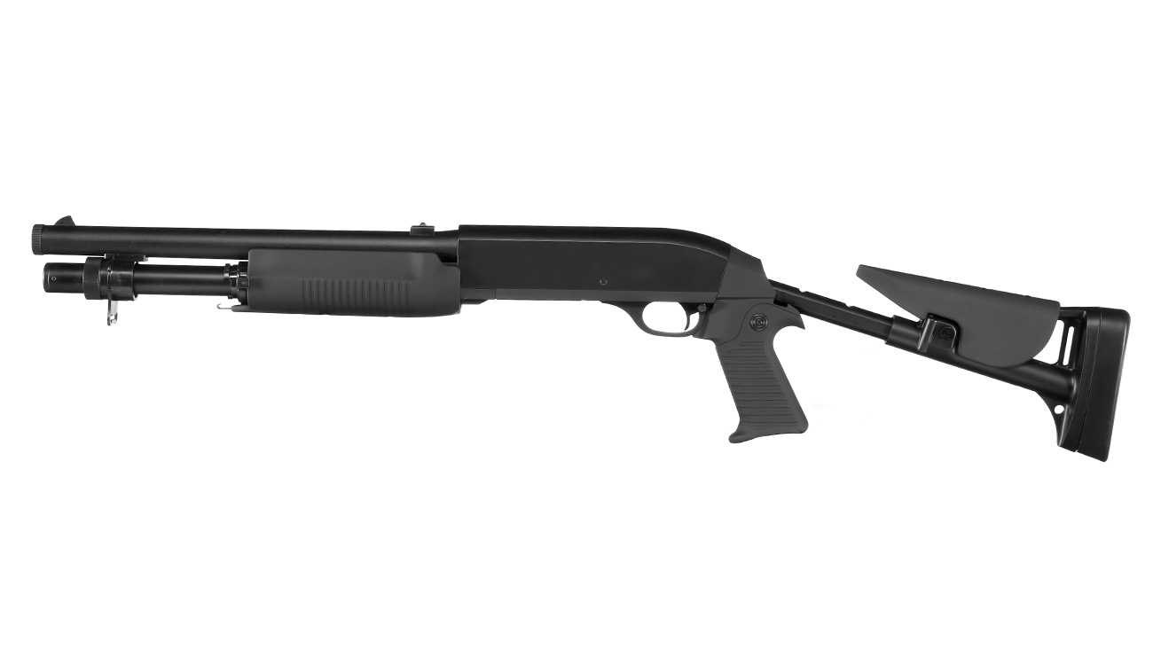D.E. M56-C 3 Rounds Multi-Shot Pumpgun Shorty Flex-Stock Springer schwarz Bild 2