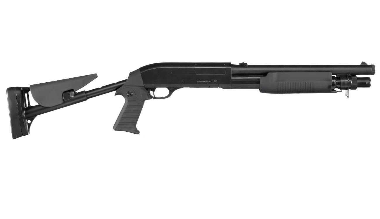 D.E. M56-C 3 Rounds Multi-Shot Pumpgun Shorty Flex-Stock Springer schwarz Bild 3