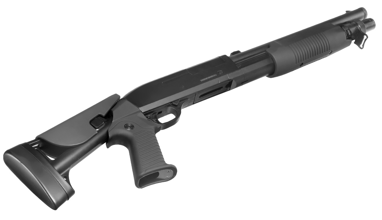 D.E. M56-C 3 Rounds Multi-Shot Pumpgun Shorty Flex-Stock Springer schwarz Bild 5