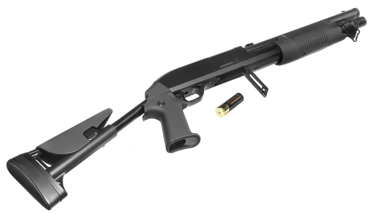 D.E. M56-C 3 Rounds Multi-Shot Pumpgun Shorty Flex-Stock Springer schwarz Bild 6