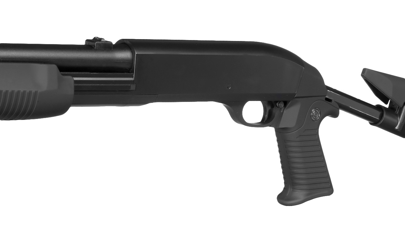 D.E. M56-C 3 Rounds Multi-Shot Pumpgun Shorty Flex-Stock Springer schwarz Bild 8