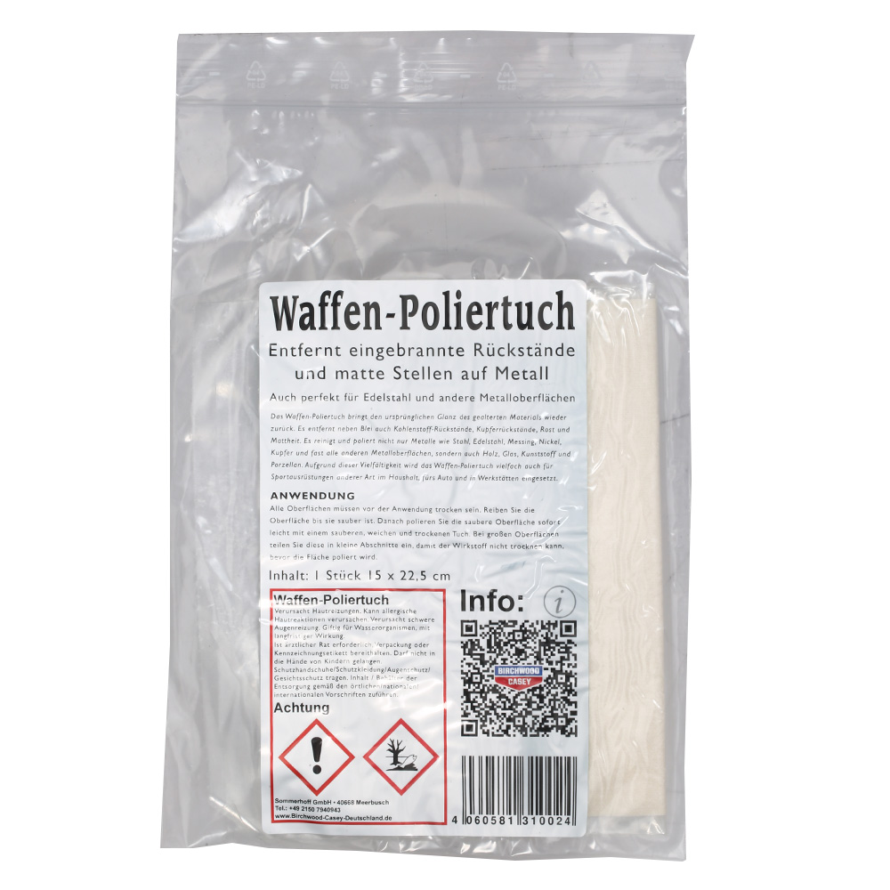 Birchwood Casey Blei-Entfernungstuch / Waffen-Poliertuch 15 x 22,5 cm weiss