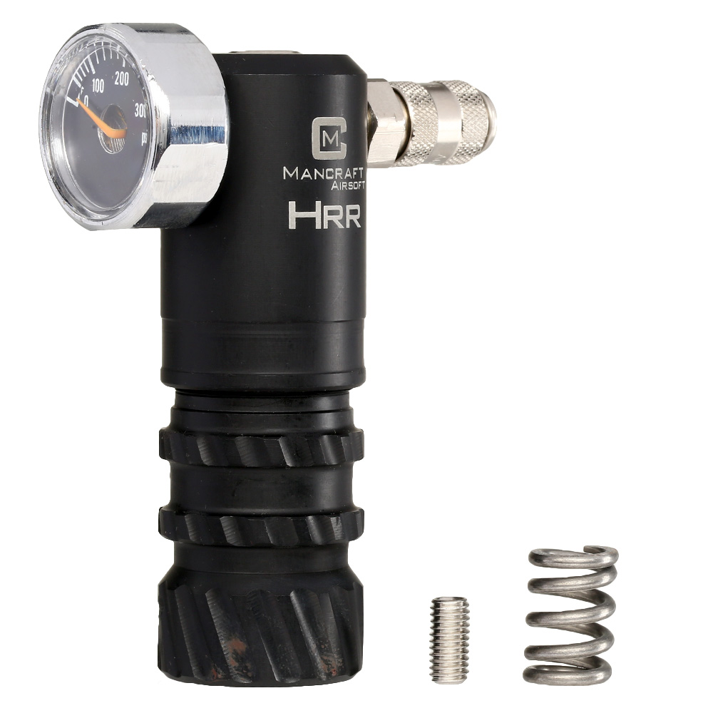 Mancraft HRR HPA Regulator m. seitlicher Micro QD 4mm Kupplung / Druckmanometer schwarz