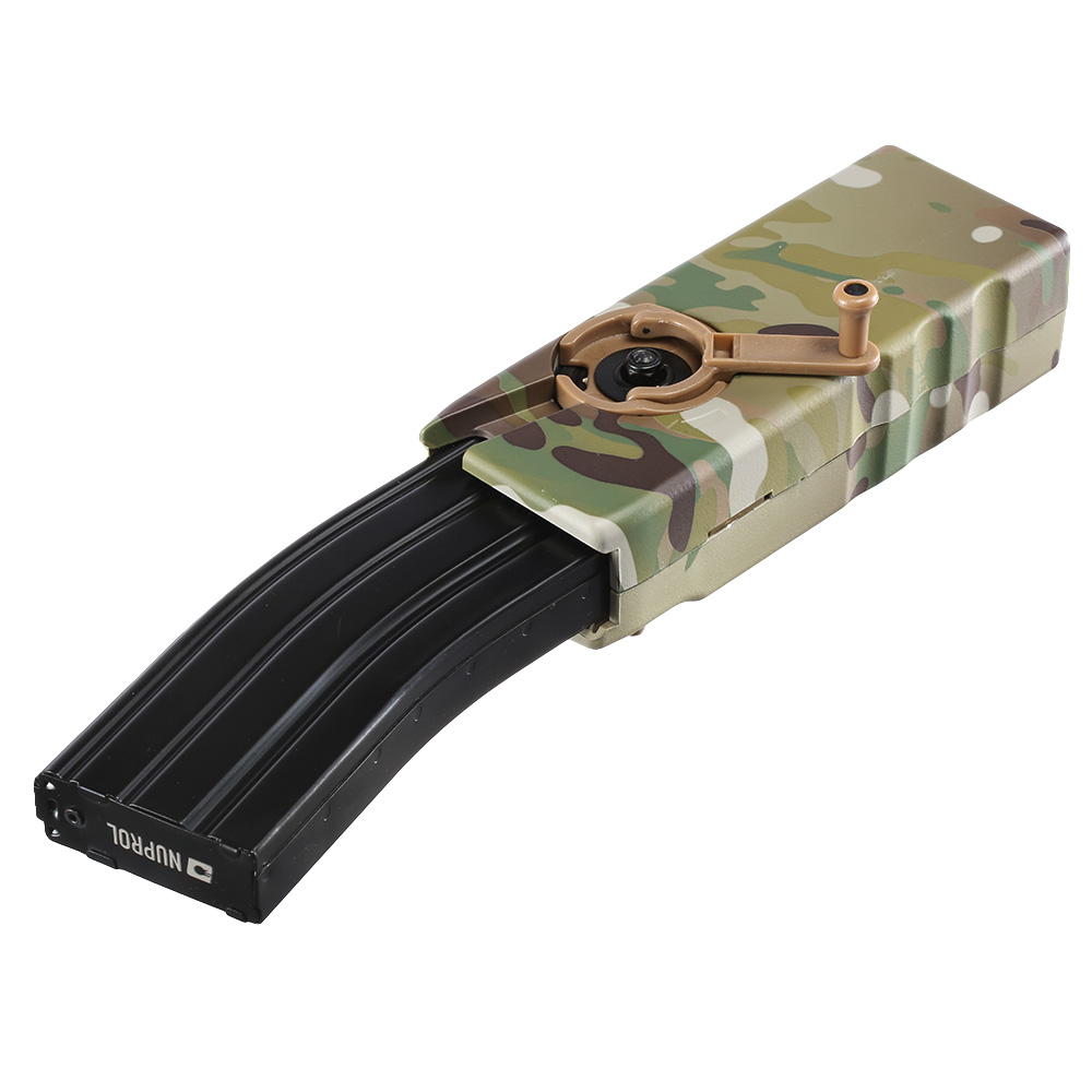 Nuprol Ultra Magazin Silent Fast Loader Speedloader f. M4 AEG / S-AEG Magazine MC-Camo Bild 6