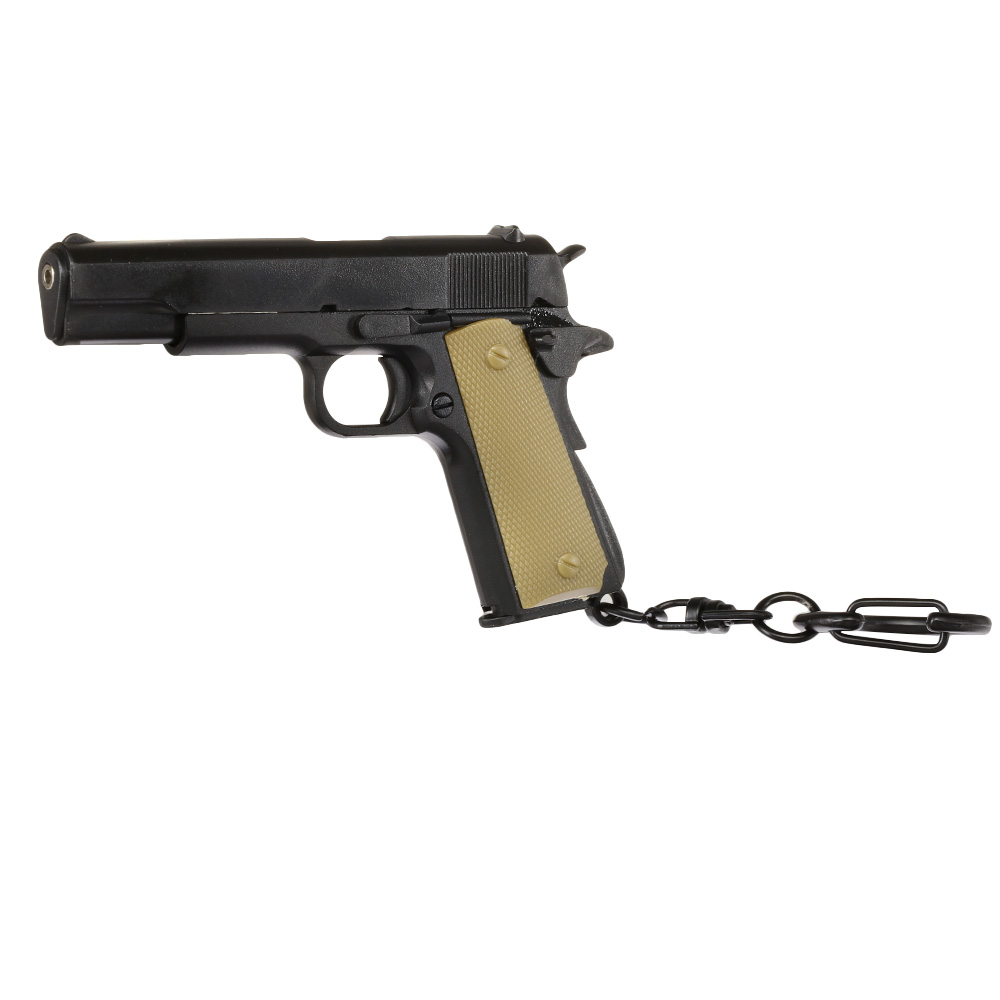 Nuprol Schlsselanhnger M1911 A1 Pistole 1:4 Miniaturmodell schwarz/tan