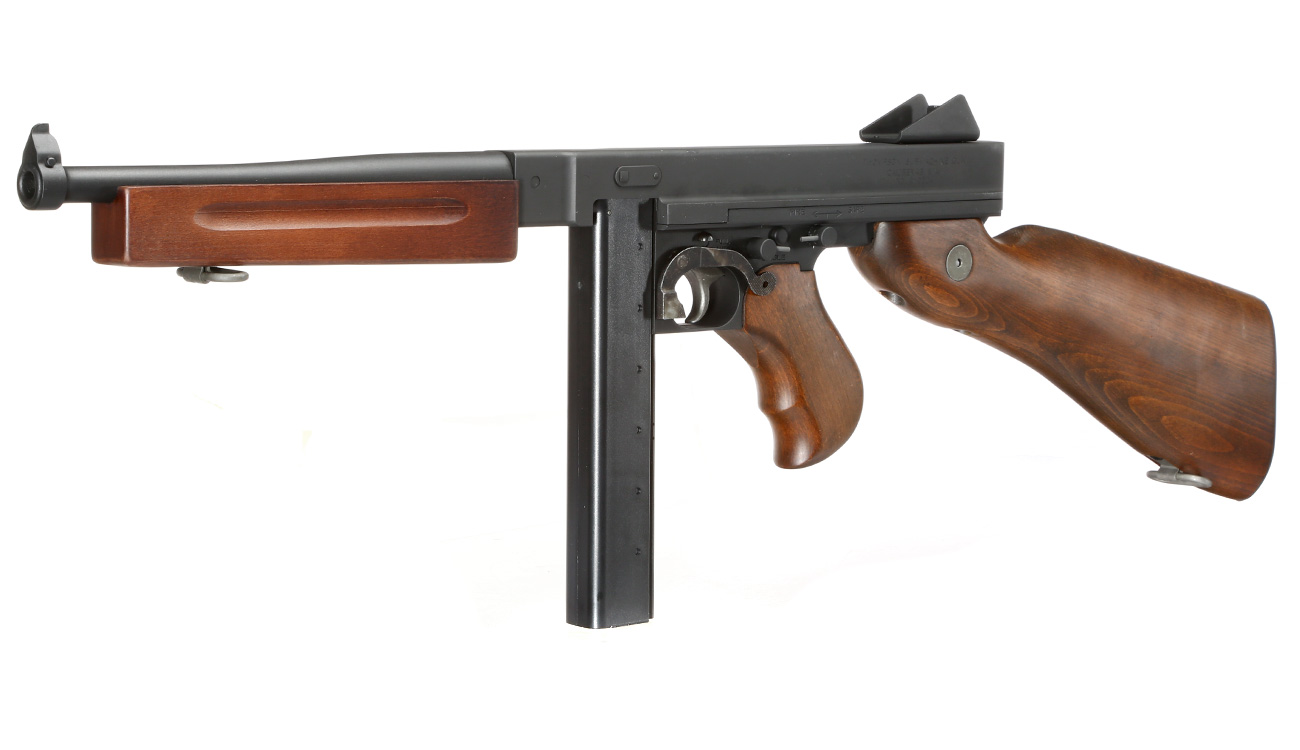 King Arms Thompson M1A1 Military Vollmetall S-AEG 6mm BB schwarz - Echtholz