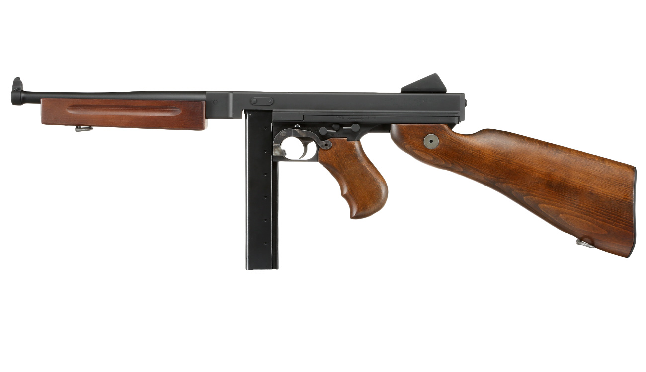 King Arms Thompson M1A1 Military Vollmetall S-AEG 6mm BB schwarz - Echtholz Bild 1