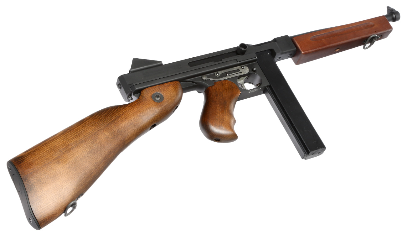 King Arms Thompson M1A1 Military Vollmetall S-AEG 6mm BB schwarz - Echtholz Bild 4