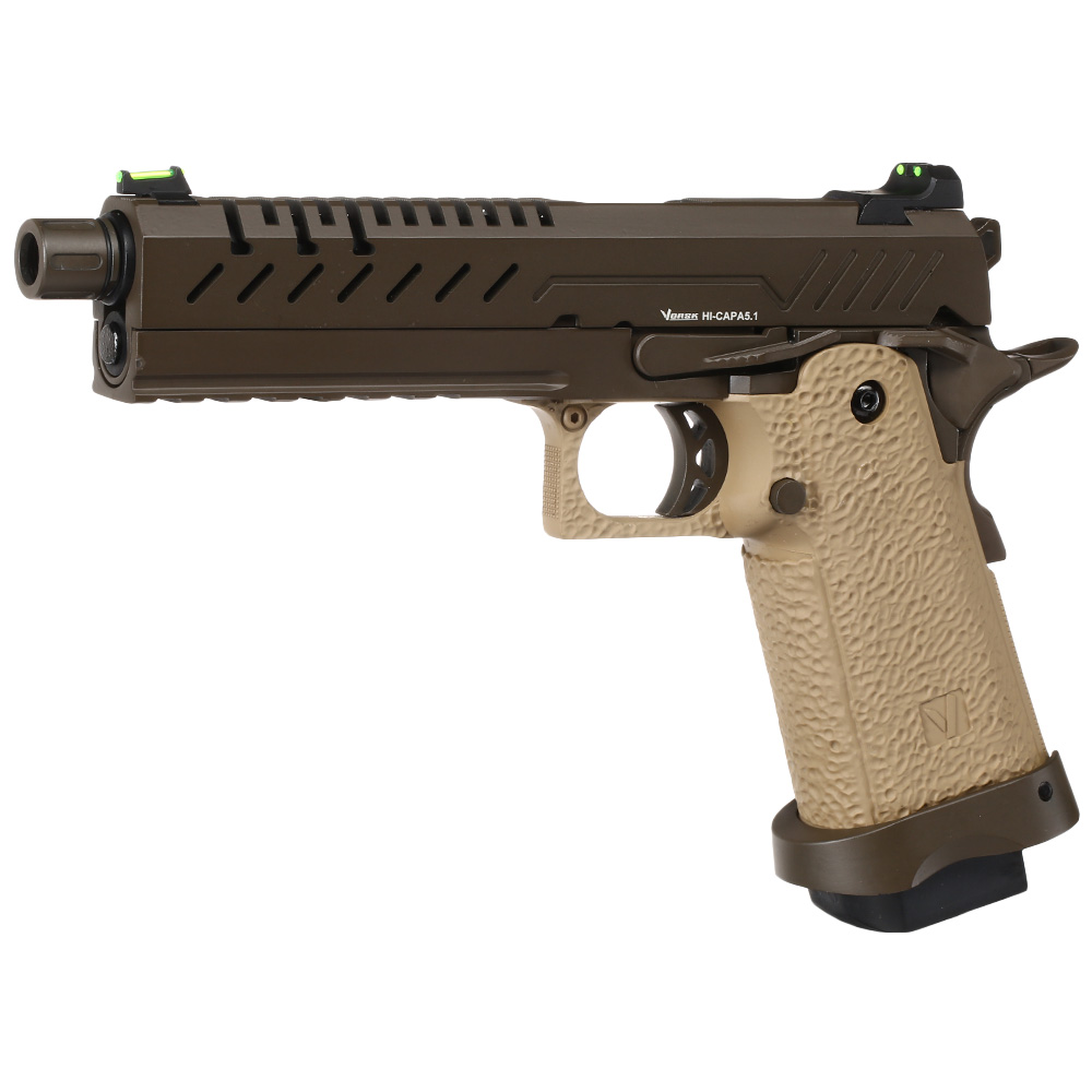 Vorsk Airsoft Hi-Capa 5.1 Vollmetall GBB 6mm BB Tan / Bronze