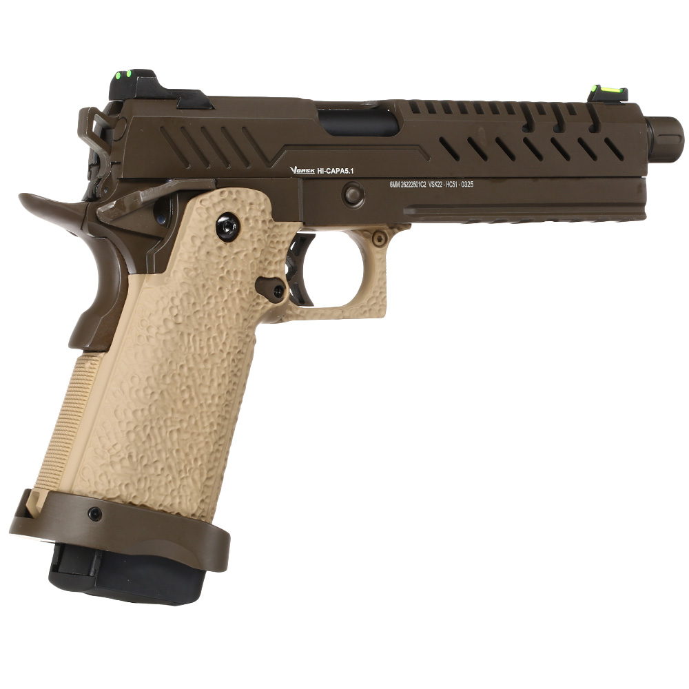 Vorsk Airsoft Hi-Capa 5.1 Vollmetall GBB 6mm BB Tan / Bronze Bild 4