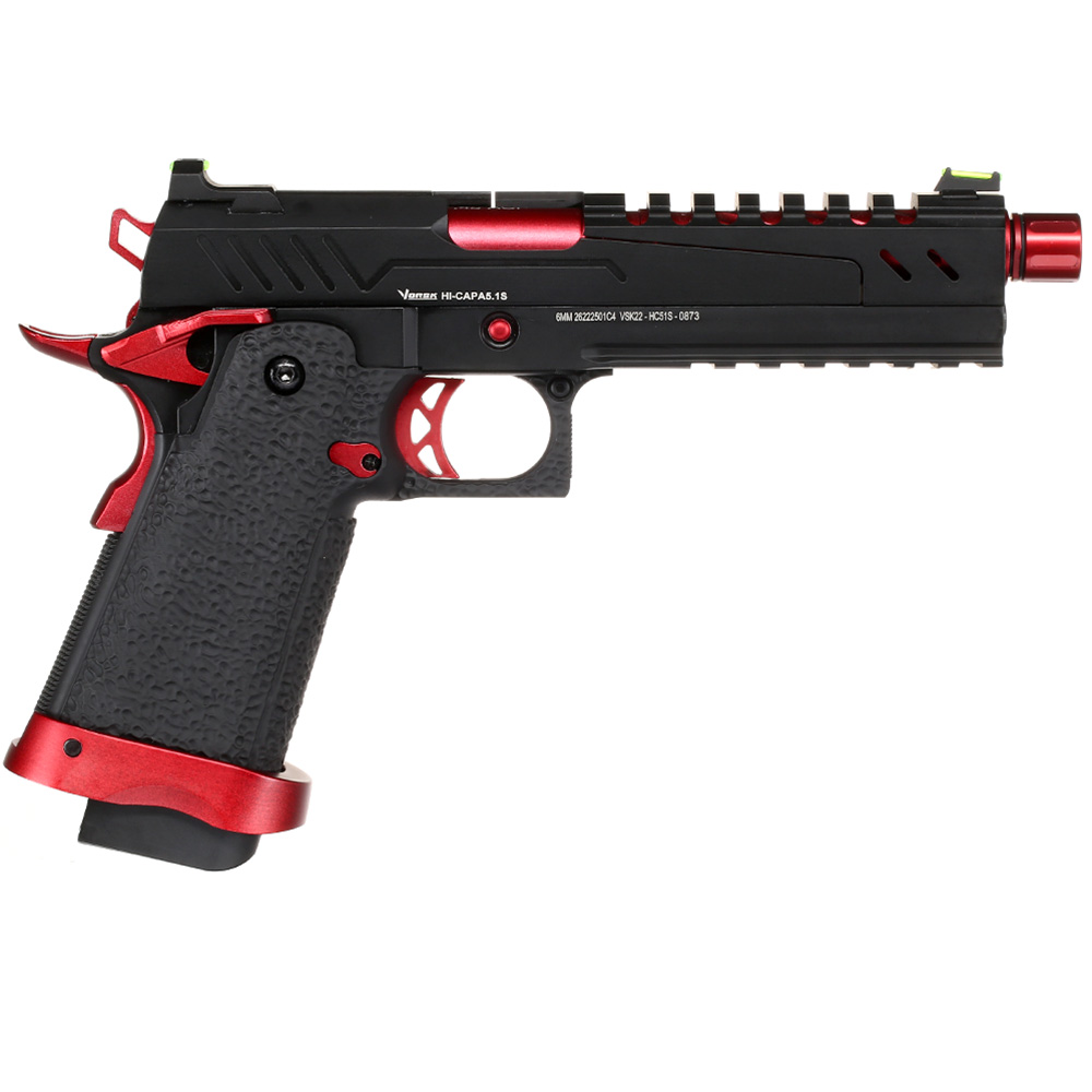 Vorsk Airsoft Hi-Capa 5.1 Split-Slide Vollmetall GBB 6mm BB Red Match Bild 3