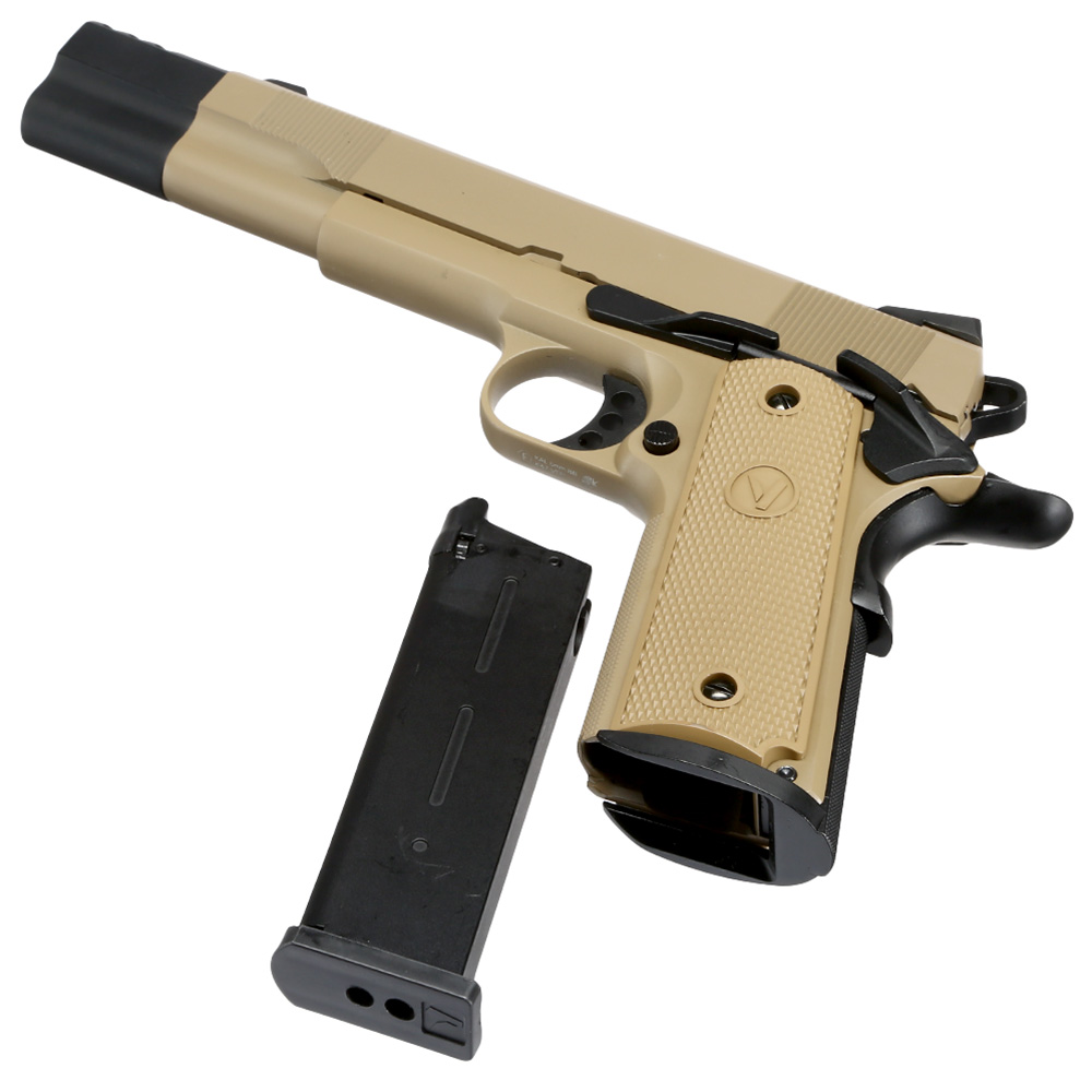 Vorsk Airsoft VP-X 1911 Vollmetall GBB 6mm BB tan / schwarz Bild 6