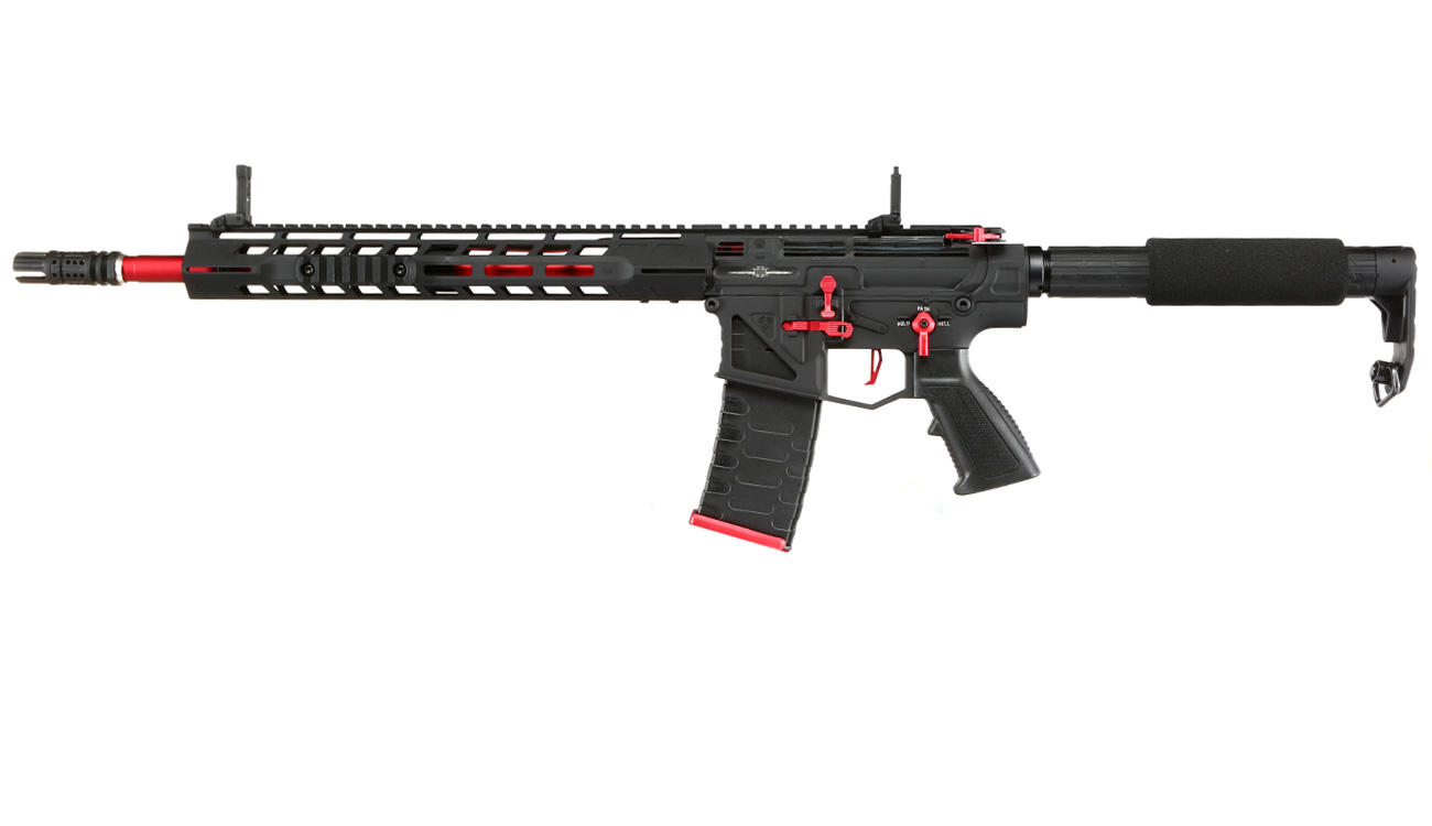 APS Phantom Extremis Rifle MK3 eSilver Edge SDU-MosFet 2.0 Vollmetall S-AEG 6mm BB schwarz / rot Bild 1