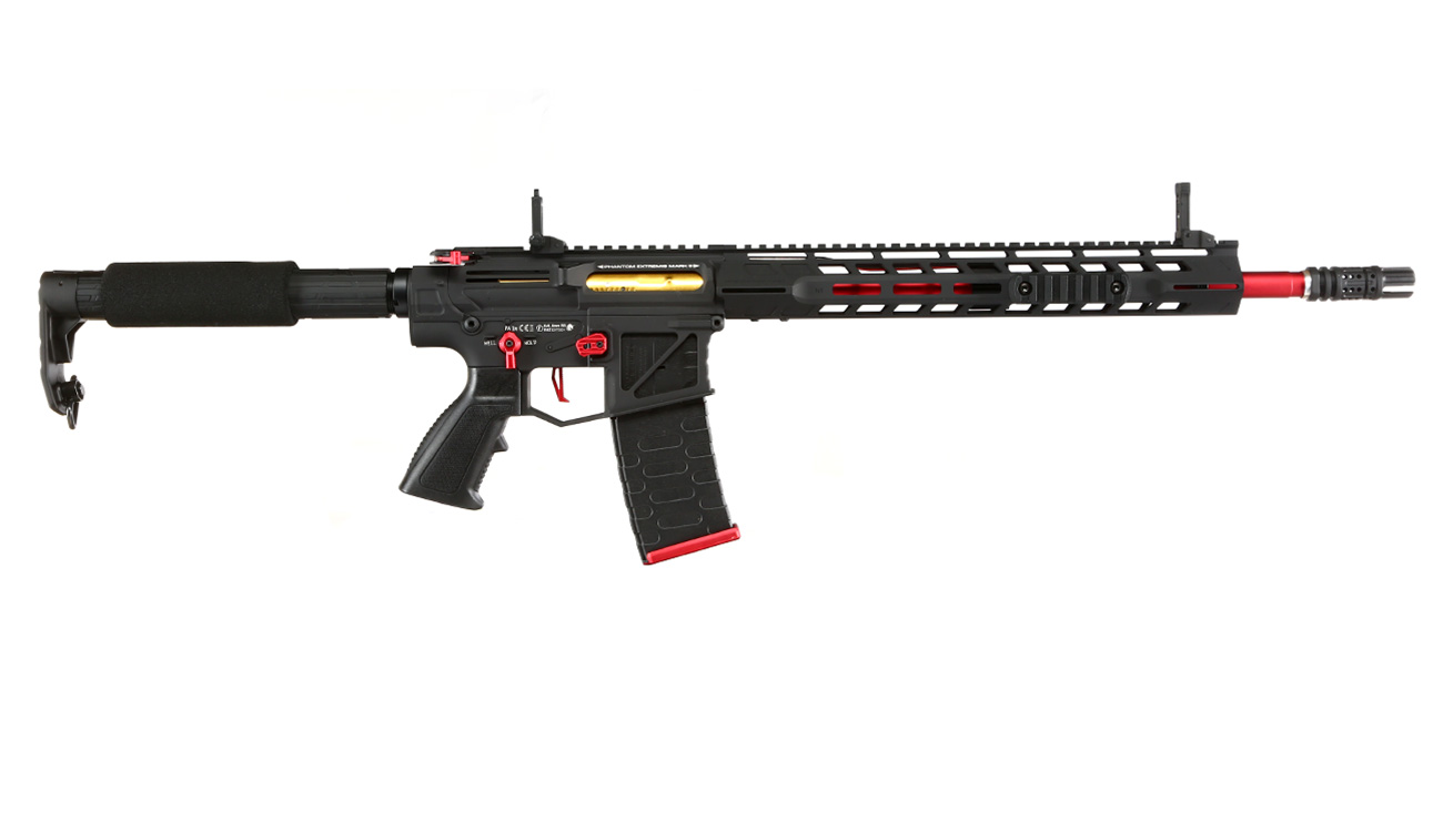 APS Phantom Extremis Rifle MK3 eSilver Edge SDU-MosFet 2.0 Vollmetall S-AEG 6mm BB schwarz / rot Bild 2