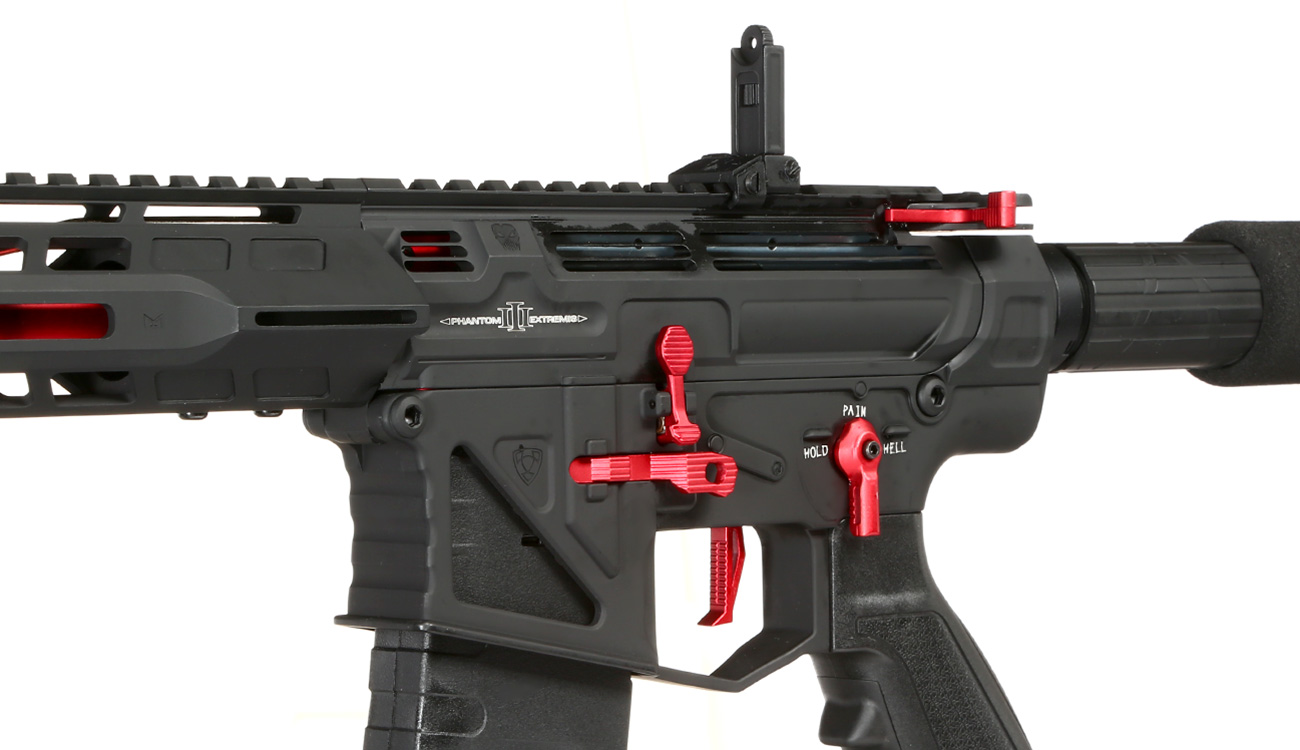 APS Phantom Extremis Rifle MK3 eSilver Edge SDU-MosFet 2.0 Vollmetall S-AEG 6mm BB schwarz / rot Bild 6