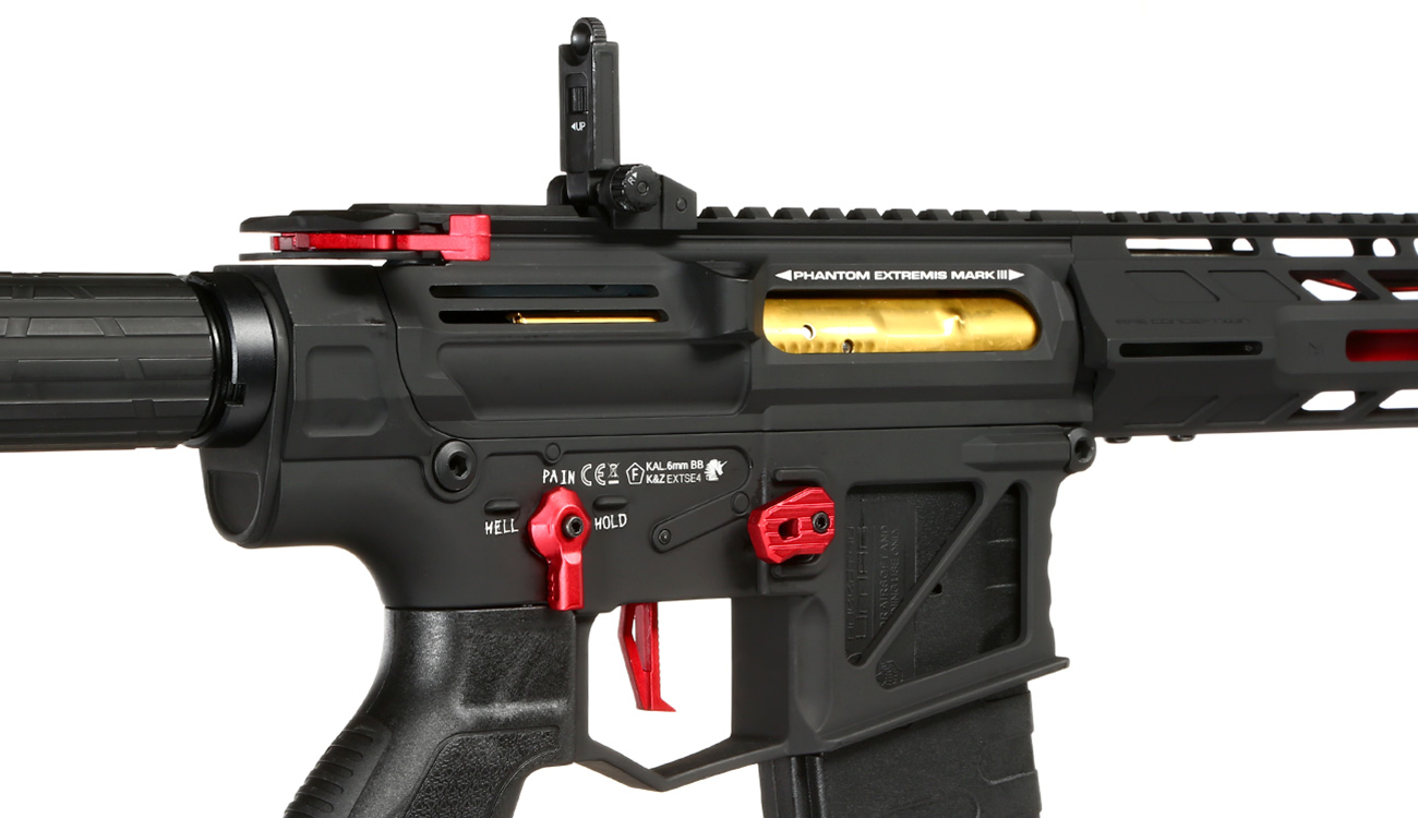 APS Phantom Extremis Rifle MK3 eSilver Edge SDU-MosFet 2.0 Vollmetall S-AEG 6mm BB schwarz / rot Bild 7