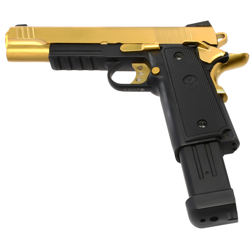 Nuprol Raven Hi-Capa R14 Vollmetall GBB 6mm BB gold / schwarz Bild 5