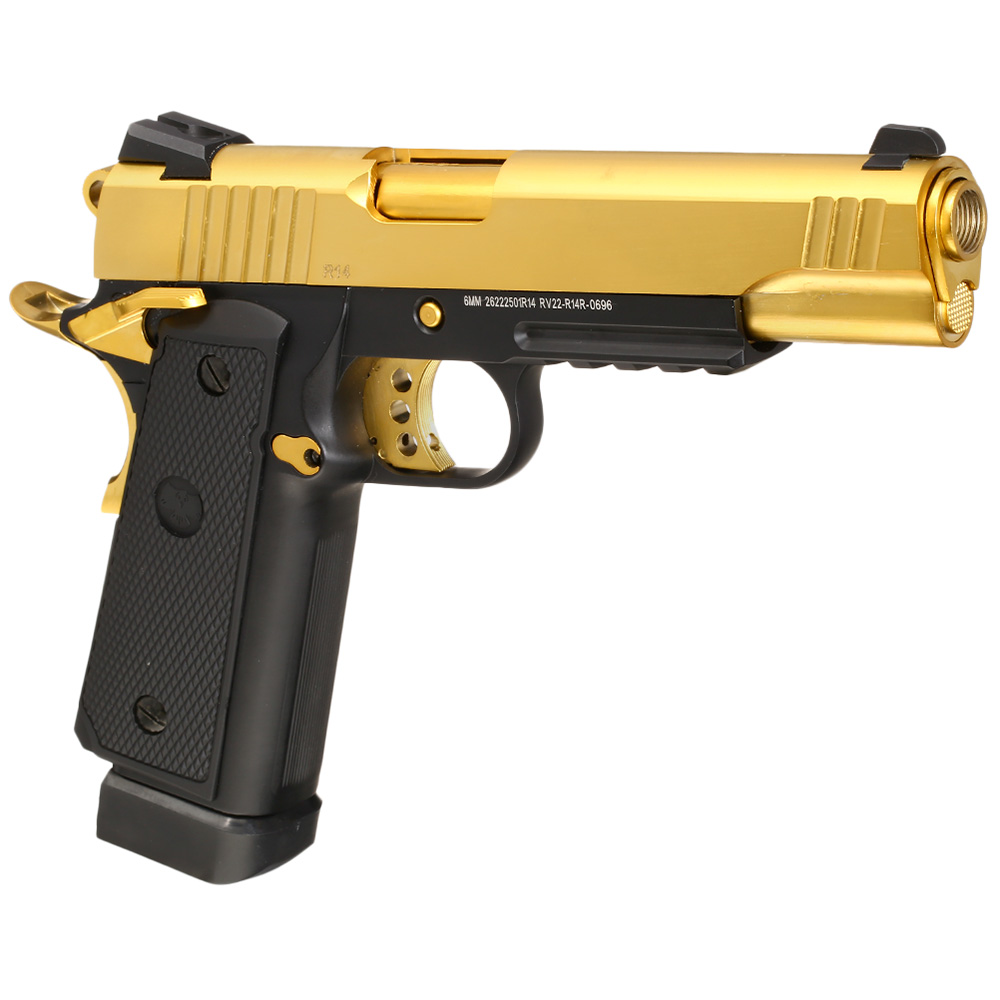 Nuprol Raven Hi-Capa R14 Vollmetall GBB 6mm BB gold / schwarz Bild 7