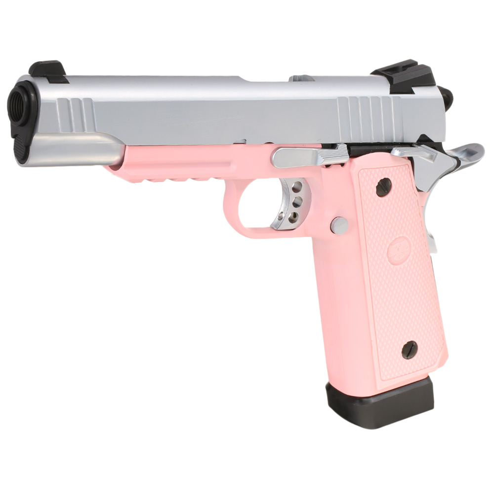 Nuprol Raven Hi-Capa R14 Vollmetall GBB 6mm BB silber / pink