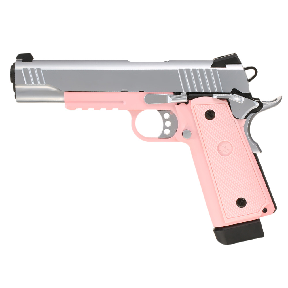 Nuprol Raven Hi-Capa R14 Vollmetall GBB 6mm BB silber / pink Bild 1