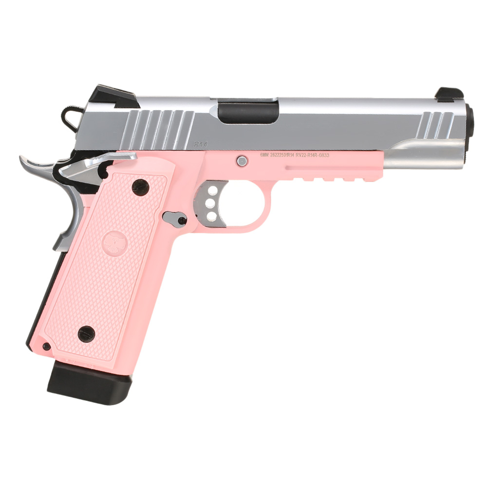 Nuprol Raven Hi-Capa R14 Vollmetall GBB 6mm BB silber / pink Bild 3