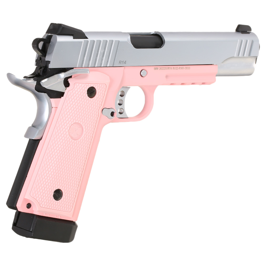 Nuprol Raven Hi-Capa R14 Vollmetall GBB 6mm BB silber / pink Bild 4