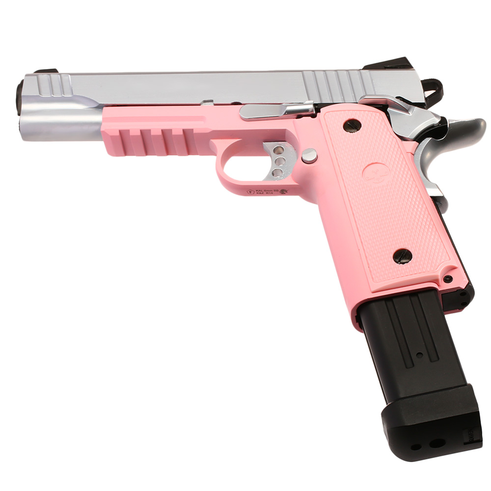 Nuprol Raven Hi-Capa R14 Vollmetall GBB 6mm BB silber / pink Bild 5