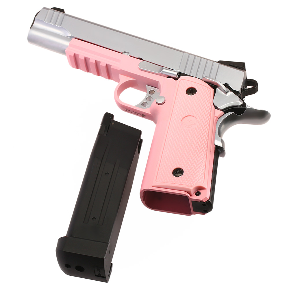 Nuprol Raven Hi-Capa R14 Vollmetall GBB 6mm BB silber / pink Bild 6